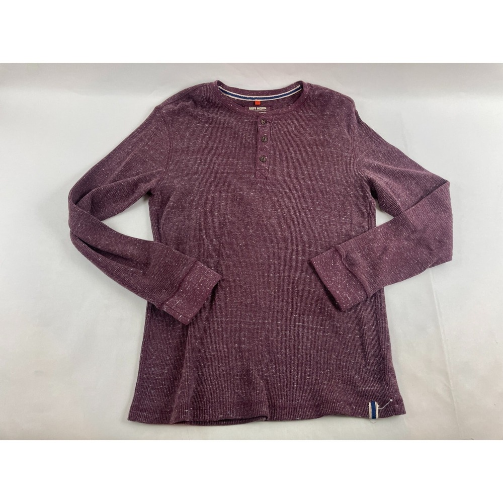Ruff Hewn Shirt Men's Size S Wine Purple Thermal Long Sleeve Round Henley Tee